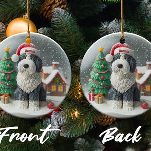 犬のセラミックオーナメント、シープードル好きへのギフト - 昇華プリントデザイン | 3インチの平らな記念品 | クリスマスツリーのアクセント 画像 7
