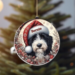 Vintage look Bernedoodle Ornament