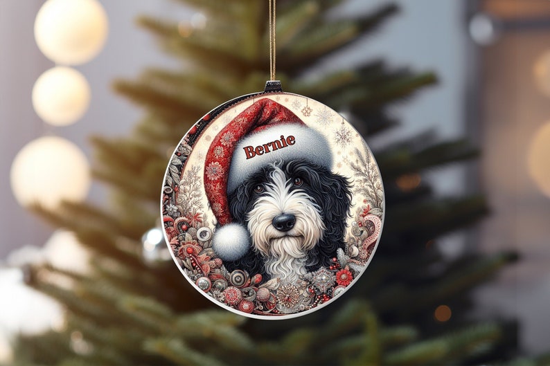 Vintage look Bernedoodle Ornament