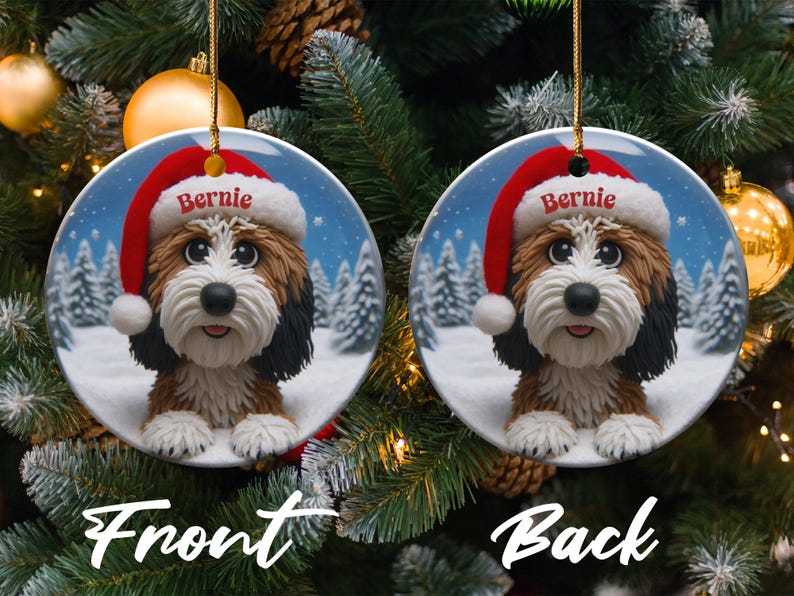 Custom Dog Christmas Ornament, Personalized Pet Holiday Decor, Cute Puppy Ornament Gift, Double-Sided Pet Ornament