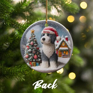 Dog Ceramic Ornament, Sheepadoodle Keepsake - Sublimation Art | Festive Dog Decor, Double Sided Artwork | 3 Inch Christmas Gift image 7