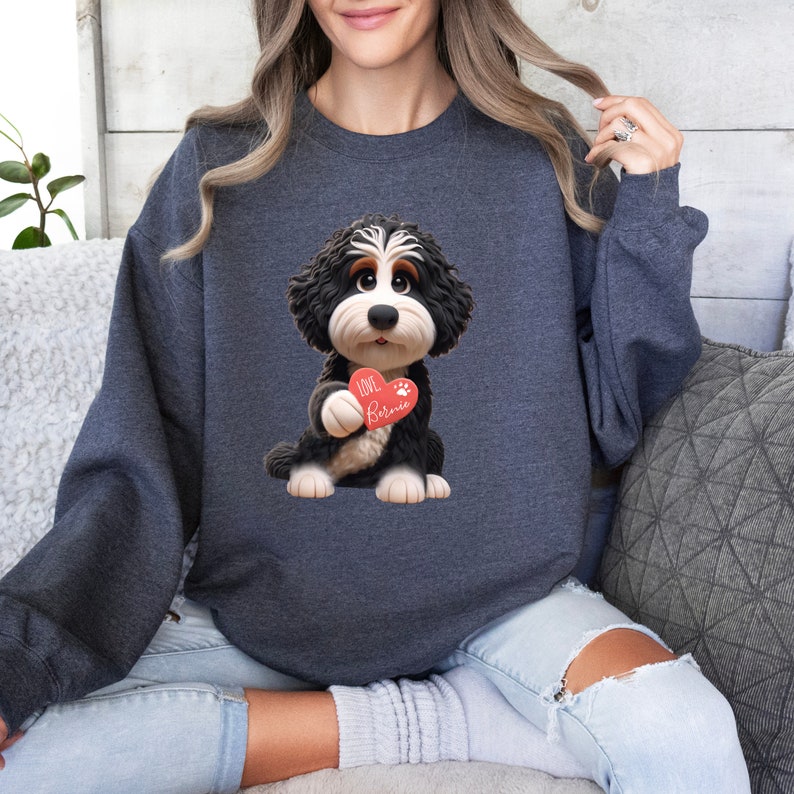 Bernedoodle mom sweatshirt,berndoodle mom, mom sweatshirt, valentine bernedoodle, valentine dog gift, dog sweatshirt, personalized dog sweatshirt,doodle mama, doodle fan, bernedoodle enthusiast gift.