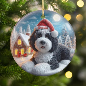Christmas dog ornament, holiday dog decor, festive pet ornament, personalized pet ornament, custom dog gift, dog Christmas decoration