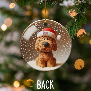 Bernedoodle Ornament, Personalized Custom Pet Name - Sublimation Print (Round Ceramic, Holiday Keepsake) image 6