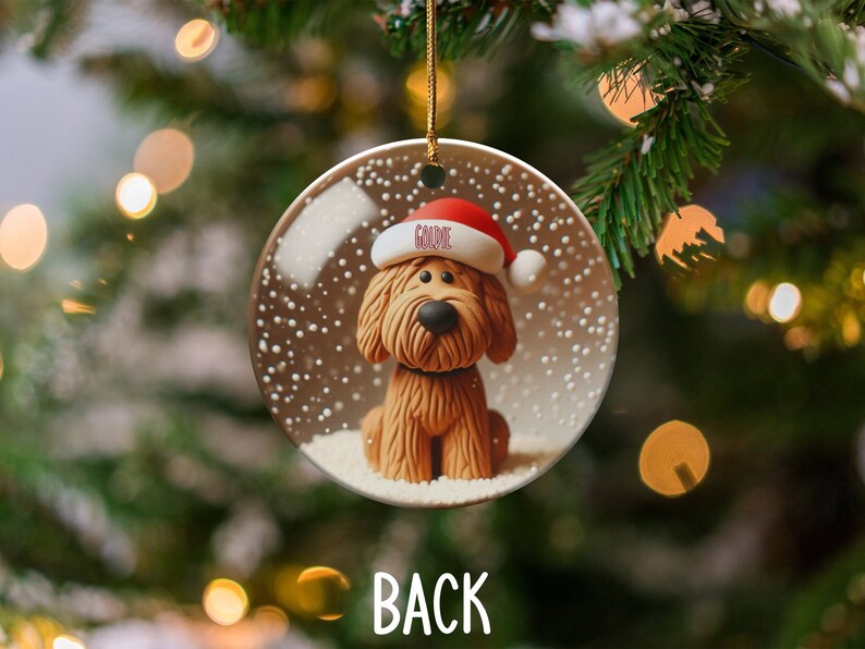 Bernedoodle Ornament, Personalized Custom Pet Name - Sublimation Print (Round Ceramic, Holiday Keepsake) image 6