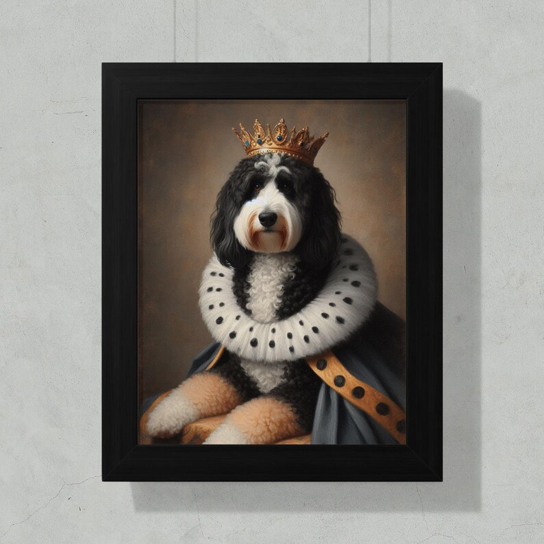 Royal Dog Portrait Framed Print, Cute Pet Wall Art Home Decor, King Dog Painting, Unique Animal Lover Gift, Pet Owner Gift