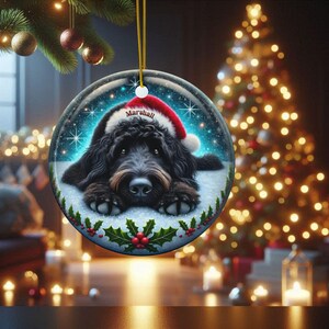 Personalized Black Doodle Dog Christmas Ornament - Festive Ceramic Decoration | Sublimation | 3 Inch Custom Pet Tree Keepsake image 15