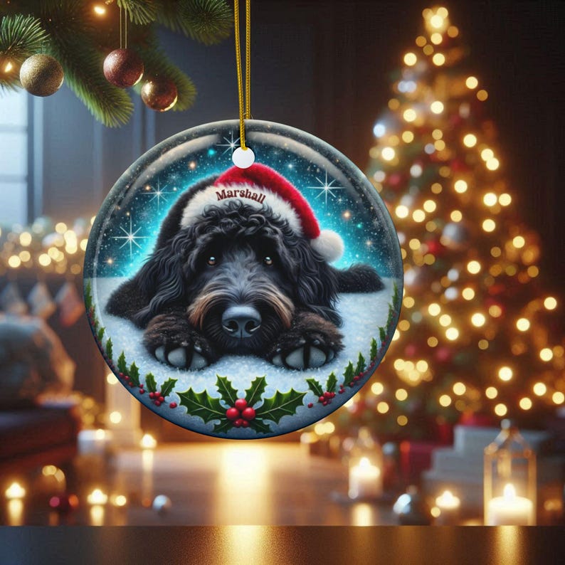Personalized Black Doodle Dog Christmas Ornament - Festive Ceramic Decoration | Sublimation | 3 Inch Custom Pet Tree Keepsake image 15