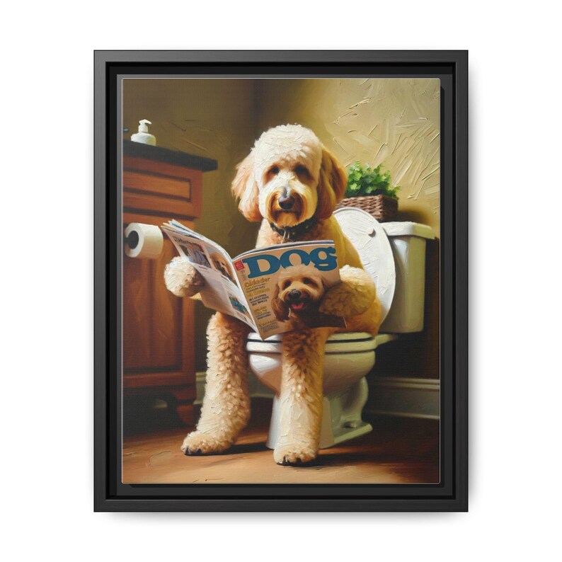 Goldendoodle Toilet Canvas Art: Funny Dog Bathroom Decor image 2