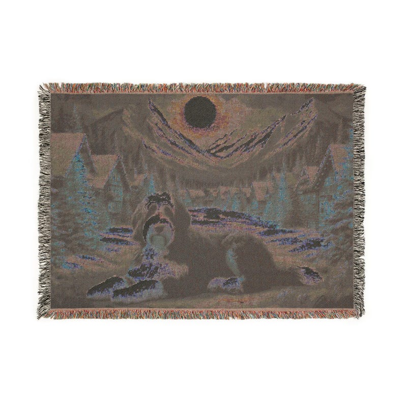 Bernedoodle Christmas Village in the Mountains Woven Blanket - Three Sizes Available image 6