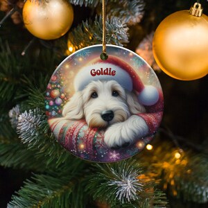 Custom Pet Ornament, Festive Goldendoodle Holiday Keepsake | Ceramic | 3 Inch Sublimation Print image 8