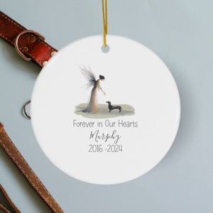Personalized Dachshund Tribute Ornament, Doxie Watercolor Design, Custom Weiner Dog Memorial, Personalized Tribute Ornament,Dapple Loss Gift