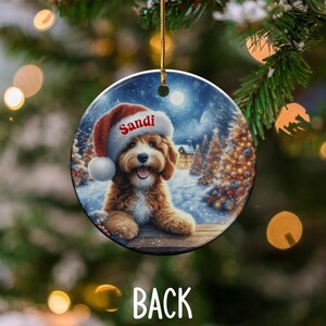 Christmas Dog Ornament Personalized with Name, Cute Pet Holiday Decoration, Customizable Christmas Tree Ornament for Pet Lovers