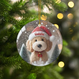 Dog Christmas Ornament, Festive Holiday Tree Decor, Cute Puppy with Santa Hat, Personalized Pet Gift, Custom Xmas Decoration