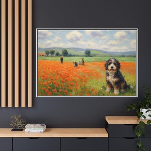 Bernedoodle Dog Art Print In A Monet-style: Framed Canvas Wall Decor image 8