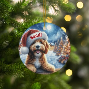 Custom Dog Christmas Ornament, Cute Puppy with Santa Hat, Personalized Holiday Decoration, Perfect Gift for Pet Lovers