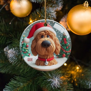 Bernedoodle Ornament, Custom Pet Name Gift - Ceramic Keepsake | Sublimation Printed | Festive Christmas Tree Decor immagine 3