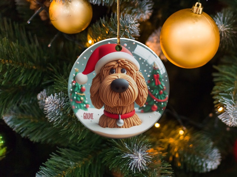 Bernedoodle Ornament, Custom Pet Name Gift - Ceramic Keepsake | Sublimation Printed | Festive Christmas Tree Decor immagine 3