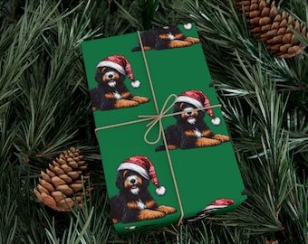 Bernedoodle Christmas Gift Wrap | Holiday Dog Wrapping Paper