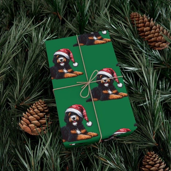 Bernedoodle Christmas Gift Wrap | Holiday Dog Wrapping Paper