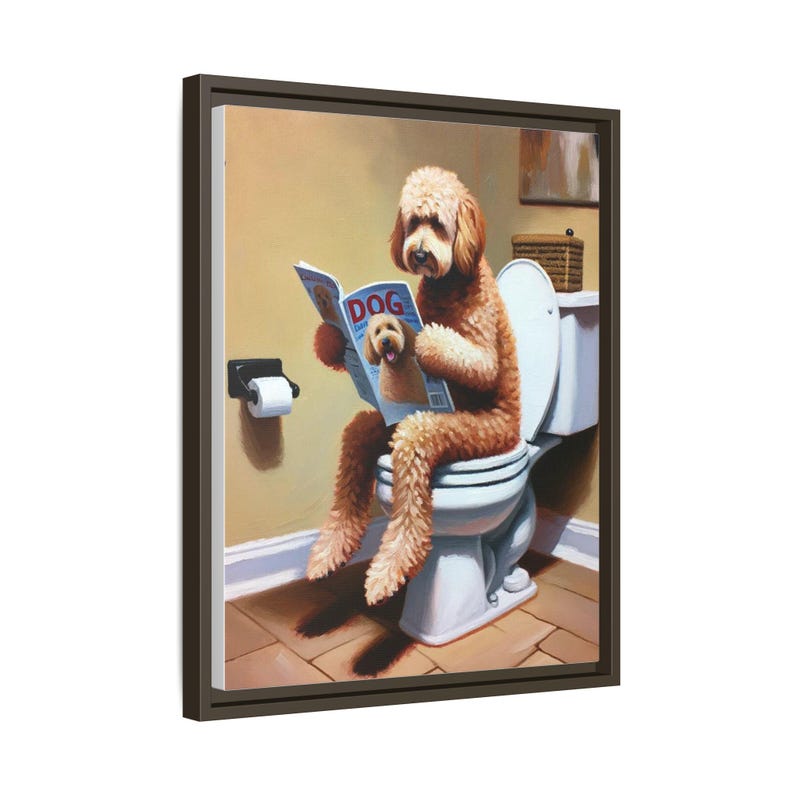 Funny Goldendoodle Toilet Canvas Art: Dog Lover Bathroom Decor image 6