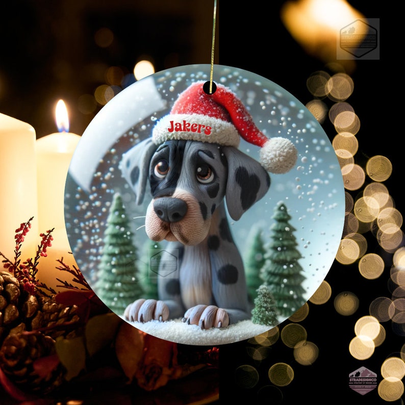 Merle Great Dane Clay Style Illustrated ornament