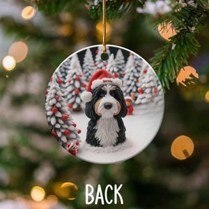 Bernedoodle Christmas Ornament, Two-Sided Doodle Decor | Sublimation Ceramic | Pet Owner Gift, Festive Holiday Keepsake image 6