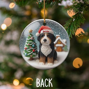 Bernedoodle Keepsake, Custom Name Ornament - Glossy Round Ceramic - Sublimation Printed Dog Lover Gift, Holiday Tree Decor image 9