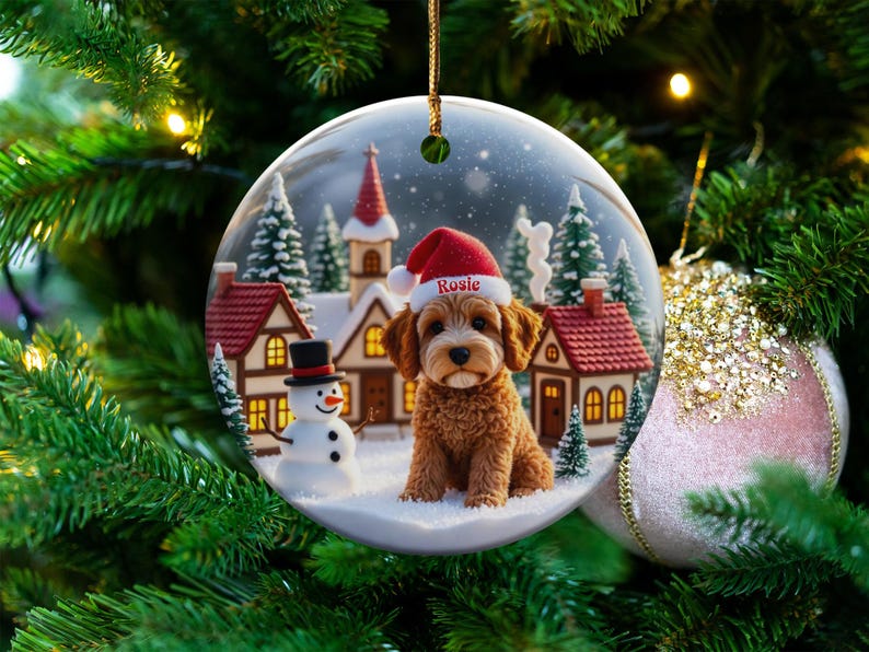Personalized Dog Christmas Ornament, Custom Pet Holiday Decoration, Cute Puppy Keepsake, Dog Lover Gift, Pet Portrait Ornament