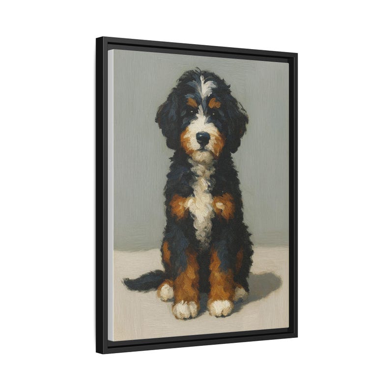 Bernedoodle Dog Canvas Art: Oil Paint Style Framed Wall Decor image 6