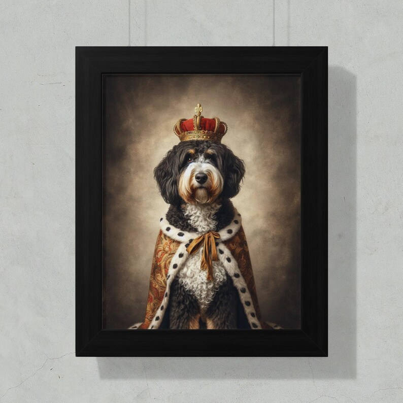 Custom Pet Portrait Royal Pet Painting Dog King Costume Art, Personalized Pet Gift, Unique Pet Memorable Wall Decor