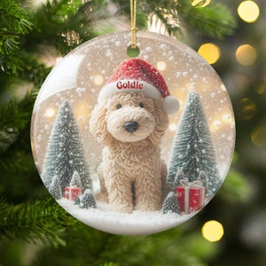 Cute Christmas Dog Ornament, Holiday Tree Decoration, Festive Puppy Keepsake, Personalized Gift Idea for Pet Lovers