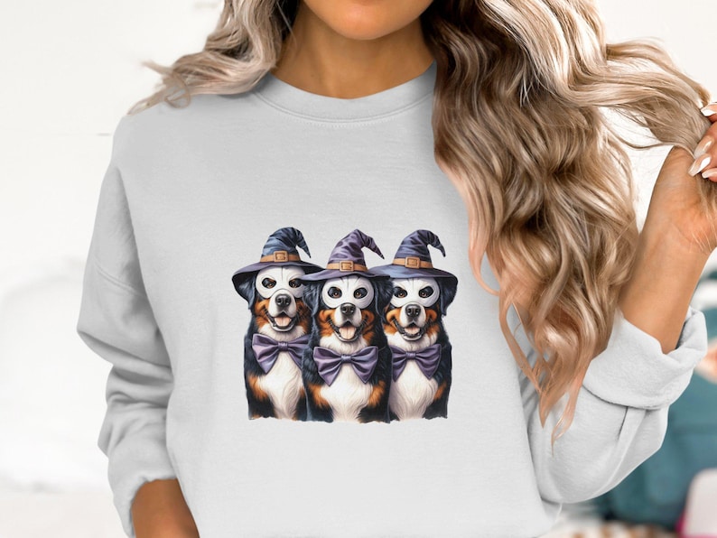 Sudadera de Halloween para amantes de los perros Bernedoodle, camiseta para amantes de los perros Doodle, disfraz de perro de montaña bernés, entusiasta de los perros Doodle, mamá perruna, sudaderas para amantes de las mascotas, camisetas para perros imagen 1
