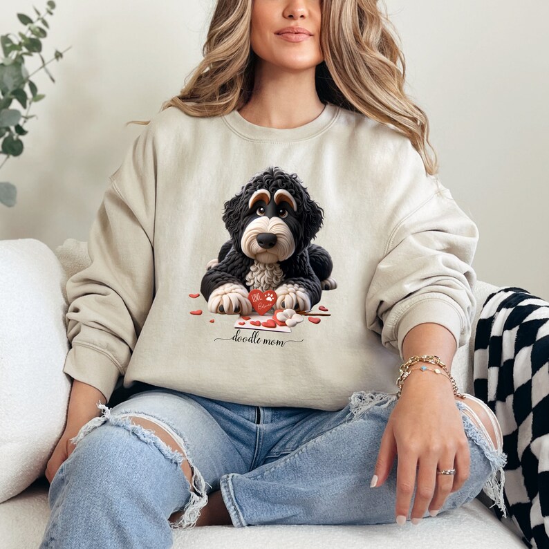 Bernedoodle mom sweatshirt,berndoodle mom, mom sweatshirt, valentine bernedoodle, valentine dog gift, dog sweatshirt, personalized dog sweatshirt,doodle mama, doodle fan, bernedoodle enthusiast gift.