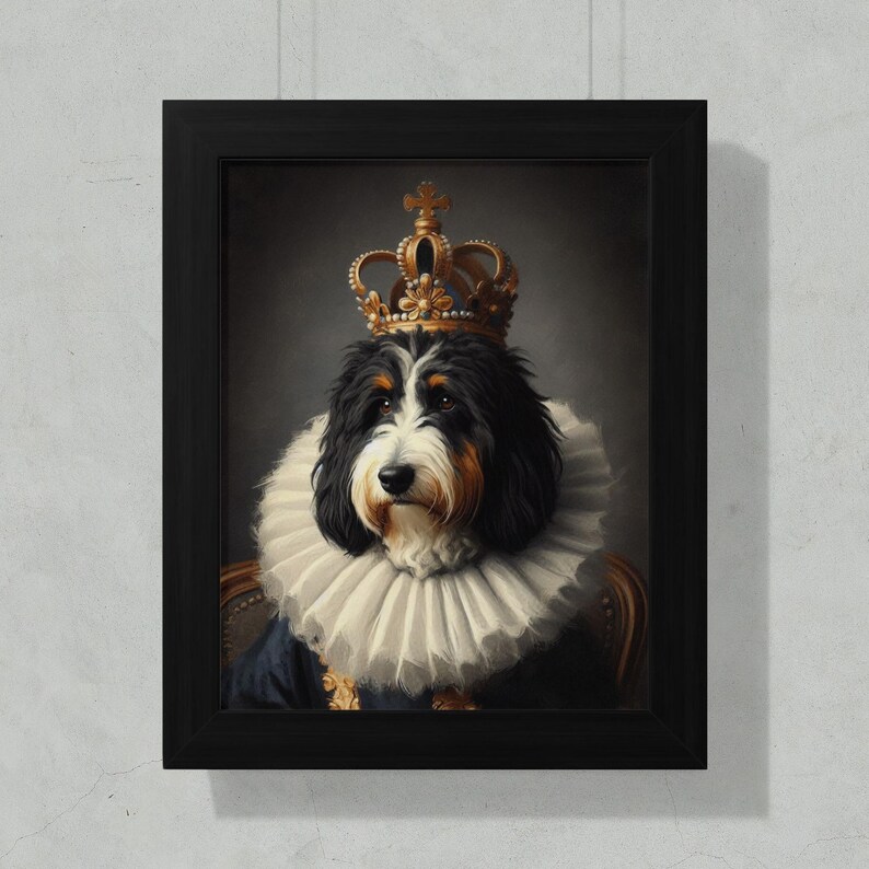 Renaissance Dog Portrait Canvas, Dog with Crown Wall Art, Pet Royalty Art Print, Unique Dog Lover Gift, Noble Pet Painting Decor