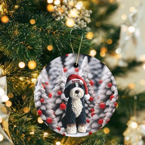 Adorable bernedoodle ornament, perfect doodle dog gift