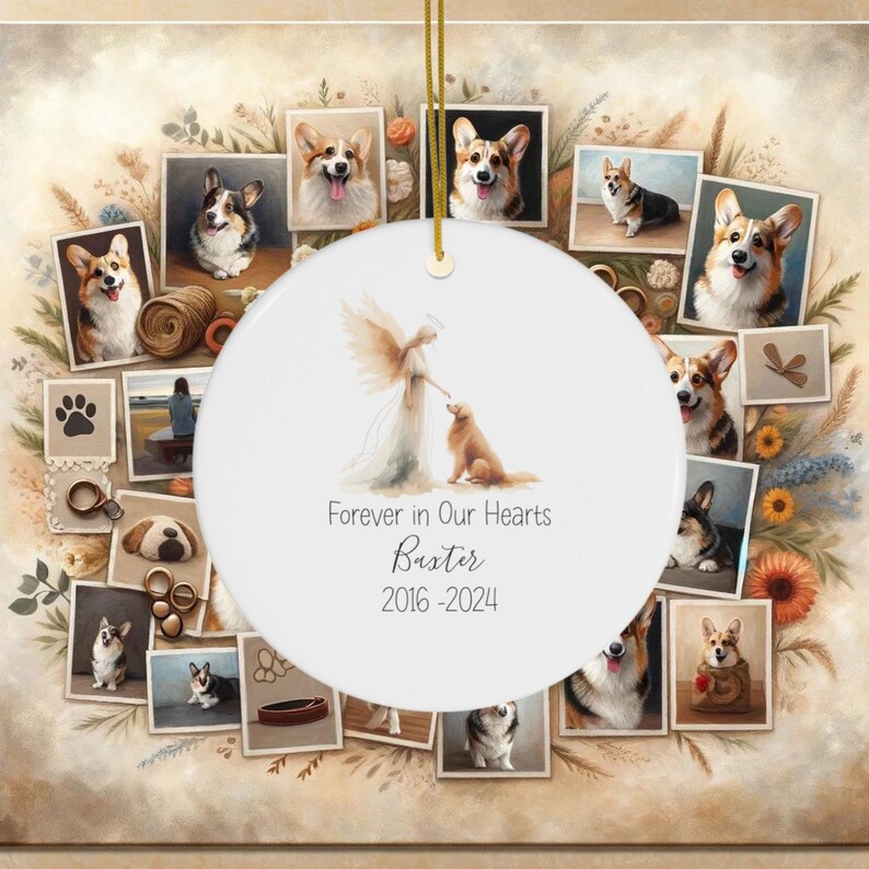 Personalized Golden Retriever Memorial Ornament, Watercolor Design, Custom Pet Name Gift, Personalized Pet Tribute Ceramic Ornament, Pet Loss Gift