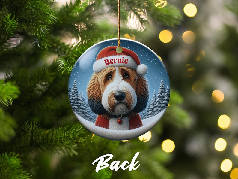 Custom Dog Christmas Ornament, Personalized Pet Holiday Decoration, Dog Lover Gift, Santa Hat Ornament, Custom Pet Keepsake