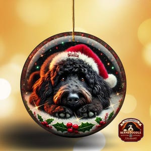 Custom Dog Keepsake, Personalized Black Doodle Ornament - Double-Sided Sublimation Ceramic - Holiday Tree Decor image 11