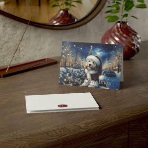 Cute Christmas Card with Dog, Holiday Greeting Card, Merry Christmas Card, Adorable Dog Christmas Card, Seasonal Holiday Card
