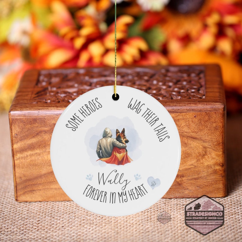 German Sheppard Best Friend - Mans Best Friend Memorial Ornament - Celebration of pet life, dog lover, pet lover, Police Officer, ceramic keep sake, ornament of love, dog memorial gift, cherrish pet life, cherish love, pet child, pet death, dead dogs