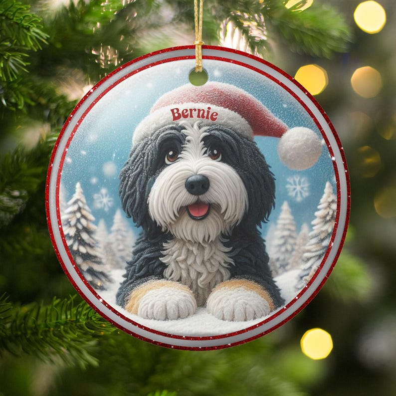 Cute Dog Christmas Tree Ornament, Festive Holiday Dog Decoration, Merry Christmas Ornament, Dog Lover's Christmas Gift