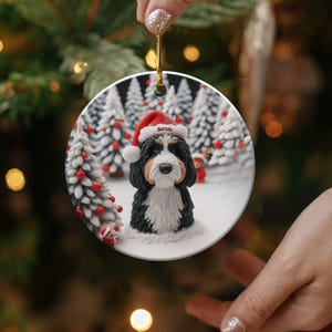 Bernedoodle Christmas Ornament, Two-Sided Doodle Decor | Sublimation Ceramic | Pet Owner Gift, Festive Holiday Keepsake image 8