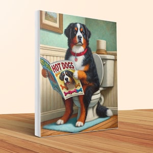 Berner sennenhundkonst: Rolig badrumscanvastavla bild 1
