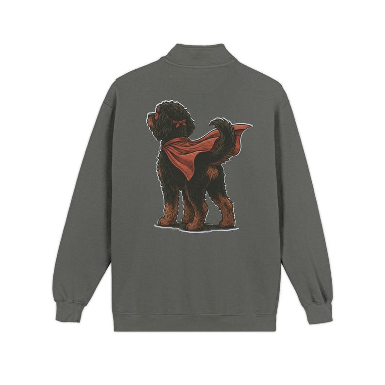Felpa con cerniera a un quarto di lunghezza e design personalizzato Bernedoodle "Super Doodle" - Design fronte e retro immagine 7