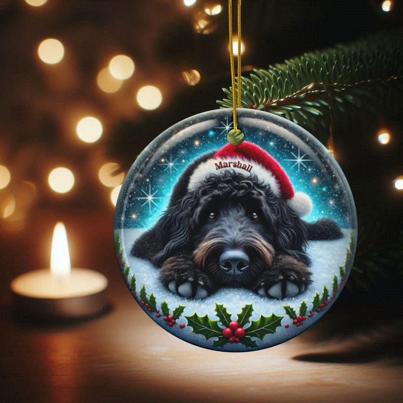 Personalized Black Doodle Dog Christmas Ornament - Festive Ceramic Decoration | Sublimation | 3 Inch Custom Pet Tree Keepsake image 20