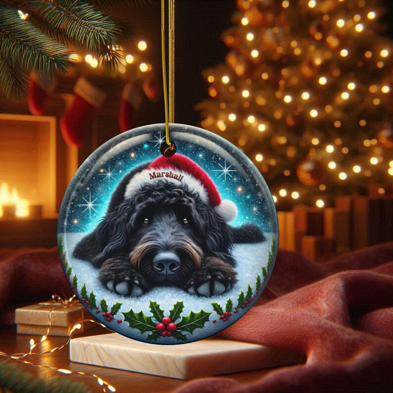 Personalized Black Doodle Dog Christmas Ornament - Festive Ceramic Decoration | Sublimation | 3 Inch Custom Pet Tree Keepsake image 17