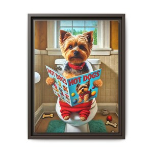 Yorkie Dog Toilet Art: Funny Bathroom Canvas Print image 7