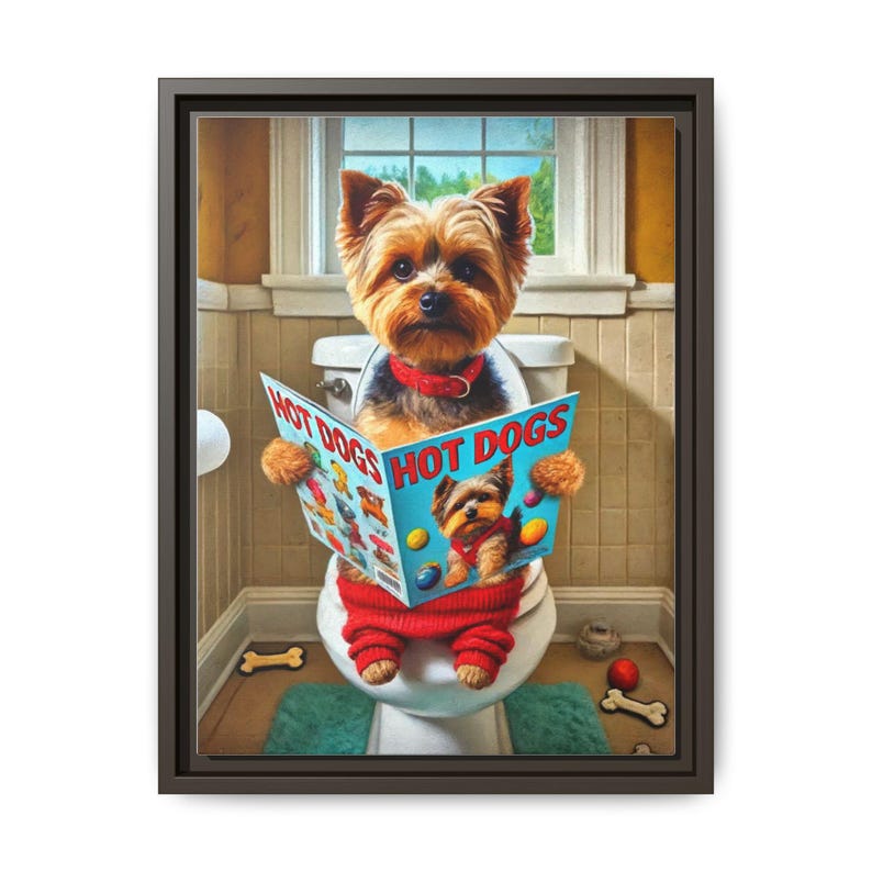 Yorkie Dog Toilet Art: Funny Bathroom Canvas Print image 7
