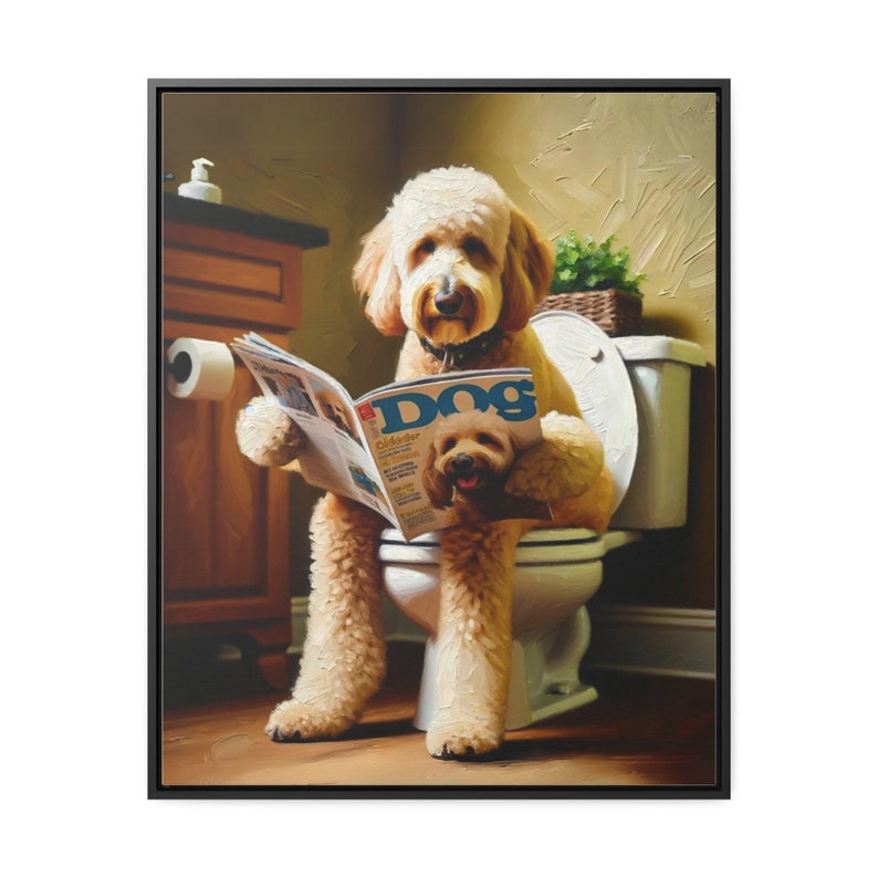 Goldendoodle Toilet Canvas Art: Funny Dog Bathroom Decor image 9